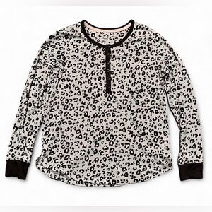 Cuddl Duds Gray and Pink Leopard Print Soft Long Sleeved Top Size XS loungewear